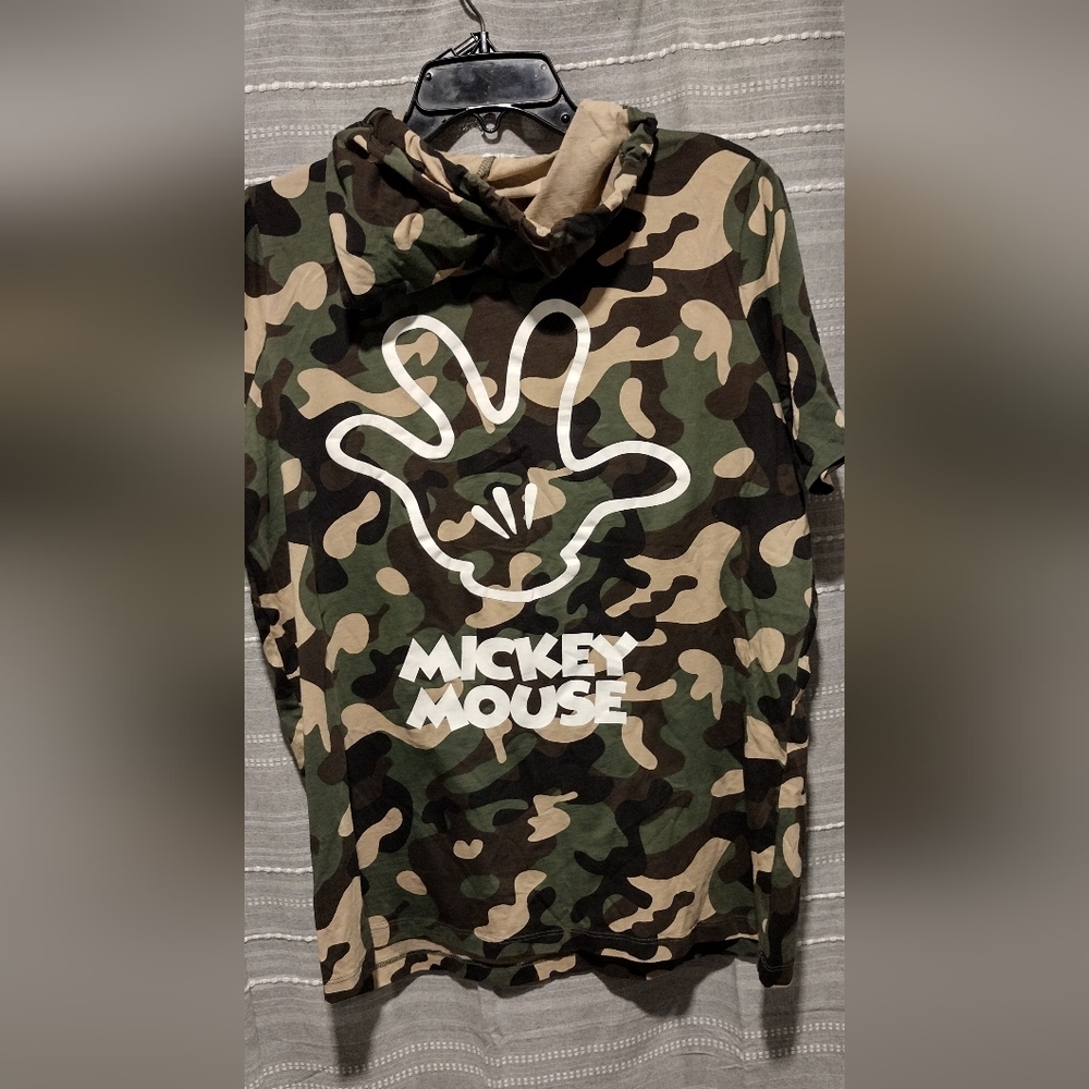 💚NEW! 100% cotton! Disney camouflage short sleeve hoodie